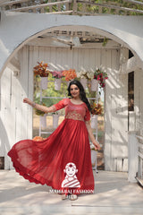Sequins Embroidered Fabric Gown with Luxurious Finish