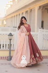 Special Designer Gown in Faux Georgette with Zari & Sequins Work