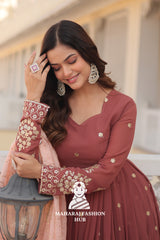 Special Designer Gown in Faux Georgette with Zari & Sequins Work