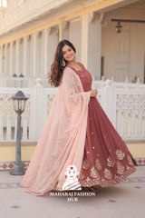 Special Designer Gown in Faux Georgette with Zari & Sequins Work