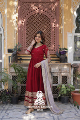 π Fancy V-Neck Gown with Sequins Detailing & Designer Lace - Special Designer Gown