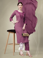 Maharaj Fashion Hub Women's Elegant Kurti Pant Dupatta Set