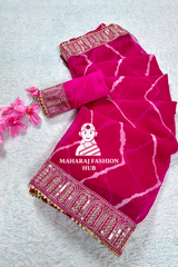 Summer Special Georgette Leheriya Gotapatti Saree