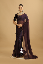 💚 Premium Dark Green Embroidered Saree | 5.5 Meter Designer Saree | 1 Meter Embroidery Blouse | Double Arco Border Ethnic Wear