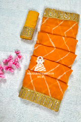 Summer Special Georgette Leheriya Gotapatti Saree