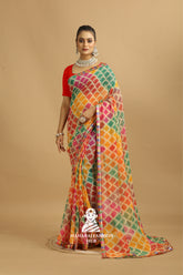 Maharaj Fashion Hub Premium Georgette Saree with Lace Border