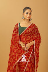 Maharaj Fashion Hub Women's Georgette Saree in Maroon with Sequin Work β Party Wear