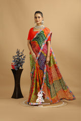 Maharaj Fashion Hub Georgette Saree with Elegant Embroidery