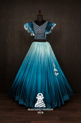 Colourful Chinnon Flared Lehenga with Sequins & Chikankari Frill Blouse β Trendsetting Lehenga-Choli for Stylish Women π