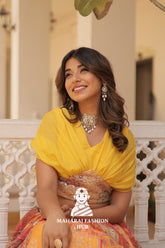 π Luxurious Russian Silk Printed Lehenga Choli with Modern Foil Embroidery Finish