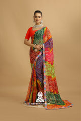 Maharaj Fashion Hub Georgette Saree with Elegant Embroidery