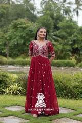 ✨ Elegant Faux Blooming Zari Gown - Special Designer Gown