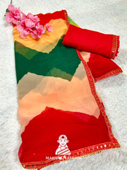 Women's Party Wear Saree – Soft Georgette Fabric in Multicolor Ethnic Design