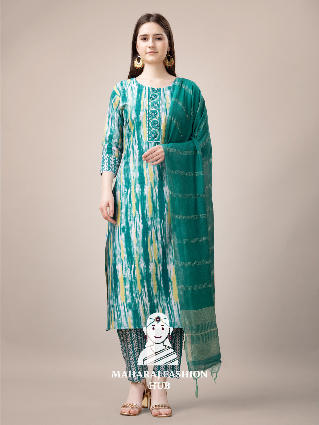 Maharaj Fashion Hub Women's Elegant Kurti Pant Dupatta Set