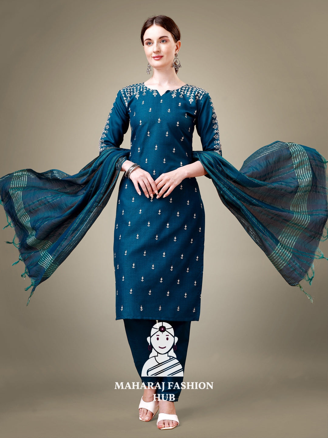 Maharaj Fashion Hub Women's Elegant Kurti Pant Dupatta Set