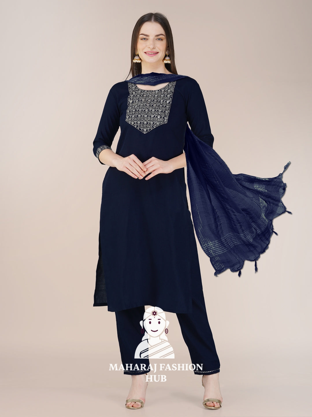 Maharaj Fashion Hub Women's Elegant Kurti Pant Dupatta Set