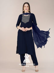 Maharaj Fashion Hub Women's Elegant Kurti Pant Dupatta Set