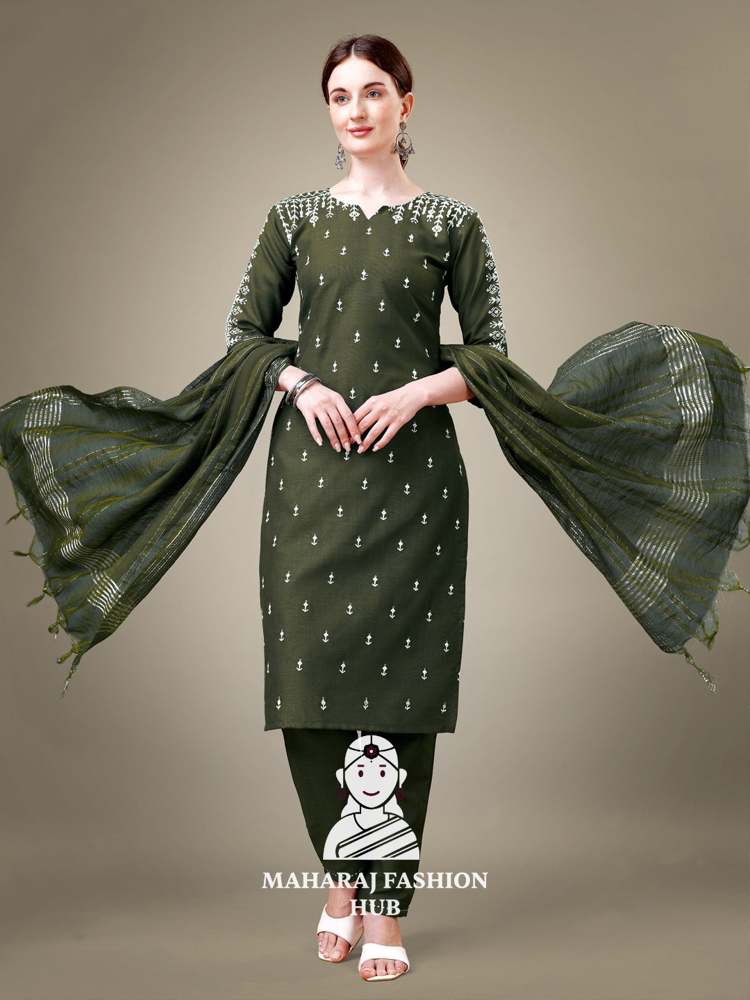 Maharaj Fashion Hub Women's Elegant Kurti Pant Dupatta Set