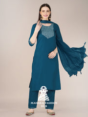 Maharaj Fashion Hub Women's Elegant Kurti Pant Dupatta Set