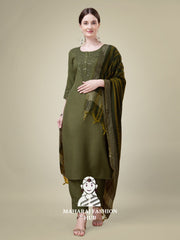 Maharaj Fashion Hub Women's Elegant Kurti Pant Dupatta Set