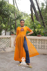 Premium Faux Georgette Bandhani Print Kutchi Patch Kurti Collection 💫🎶