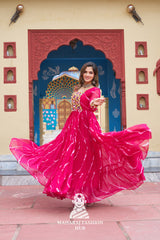 Elegant Laheriya Print Kutchi Patchwork Navratri Gown for Women ✨👗