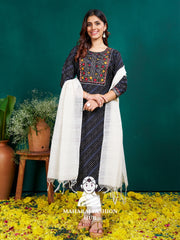 Maharaj Fashion Hub Anarkali Gown Set – Elegant Flared Gown with Bottom and Dupatta for Women’s Festive & Wedding Wear