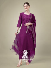 Maharaj Fashion Hub Women's Elegant Kurti Pant Dupatta Set