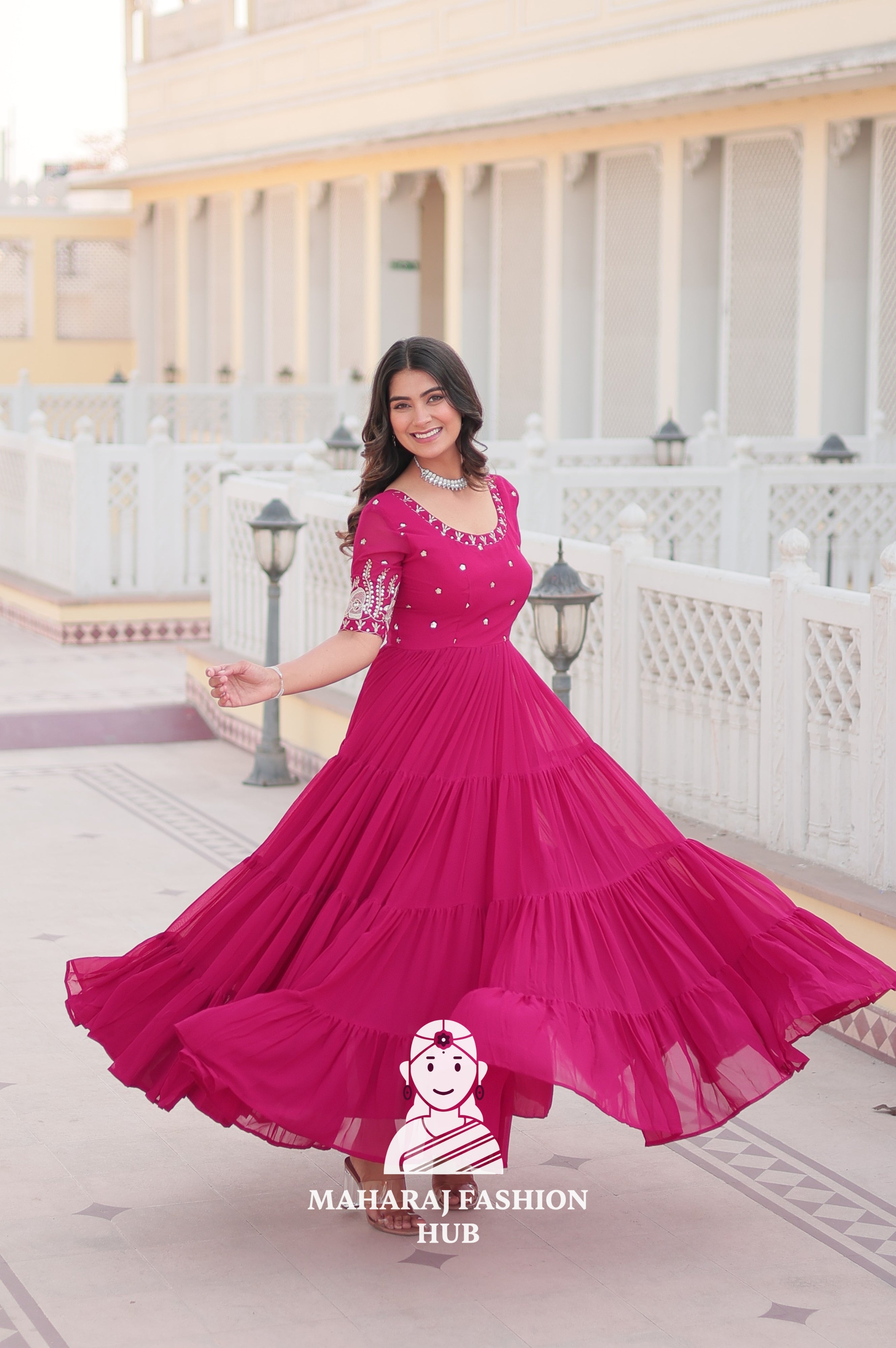 Designer Fabric Charm Embroidery Zari Sequins-work