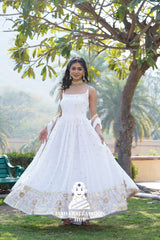 Faux Blooming Special Designer Gown with Stunning Lace Finish Dupatta