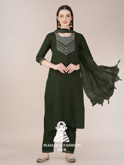Maharaj Fashion Hub Women's Elegant Kurti Pant Dupatta Set