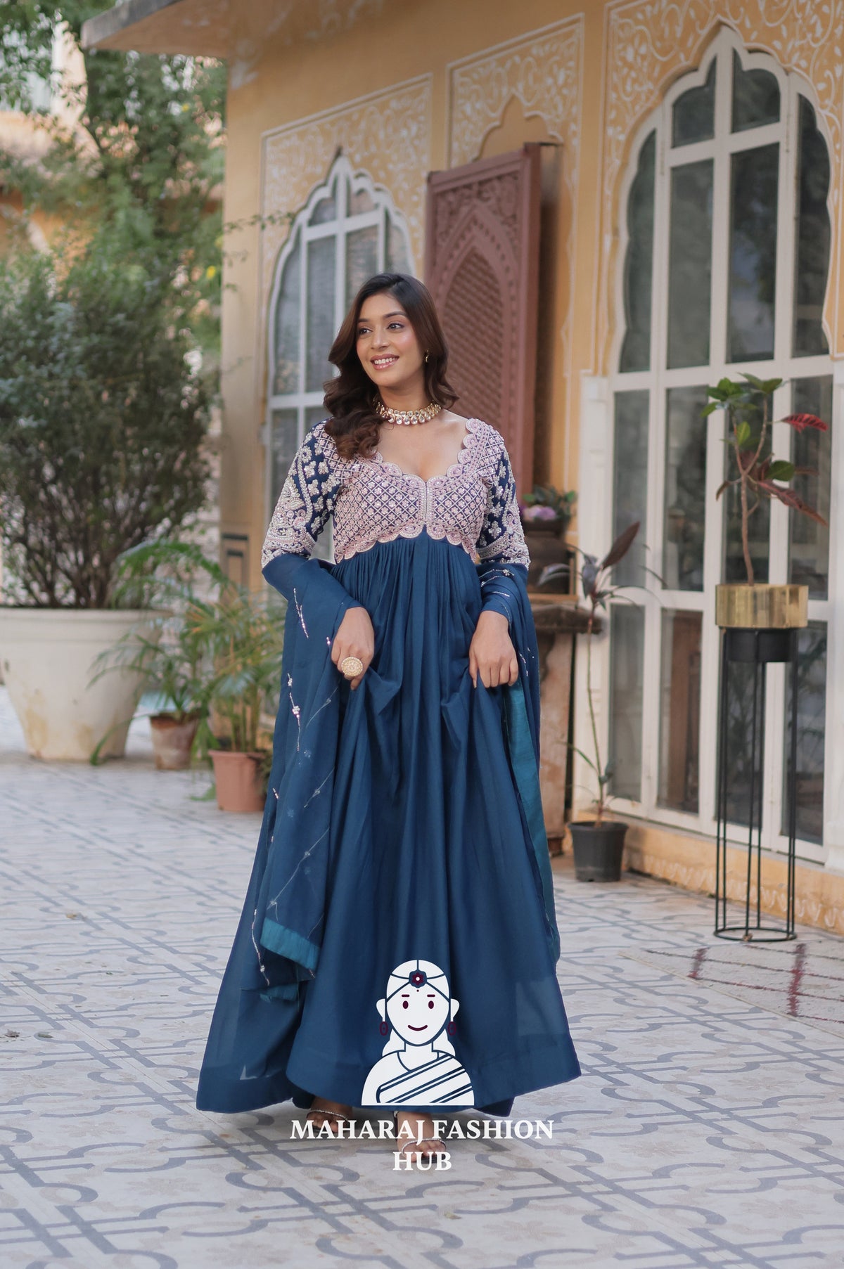 ✨ Star Georgette Gown Set with Beads & Sequins Embroidery - Special Designer Gown