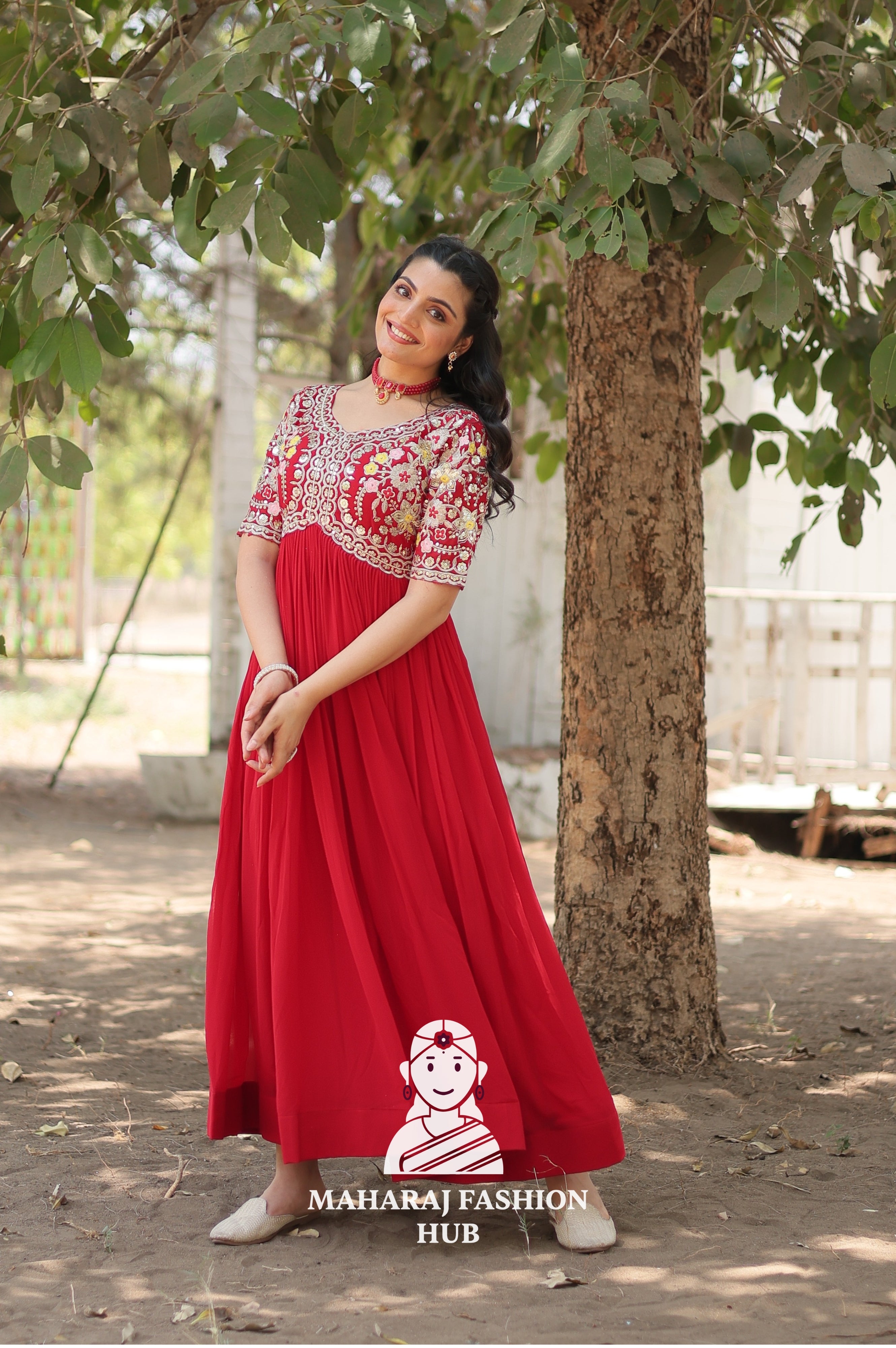 Premium Fabric Gown with Rich Embroidery and Sequins