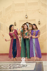 Combo Graceful Bandhani and Kutchi Patch Round Neck Navratri Kurti 🌺💫