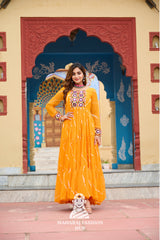 Premium Faux Georgette Laheriya Navratri Gown with Kutchi Embroidery 🌸🪔
