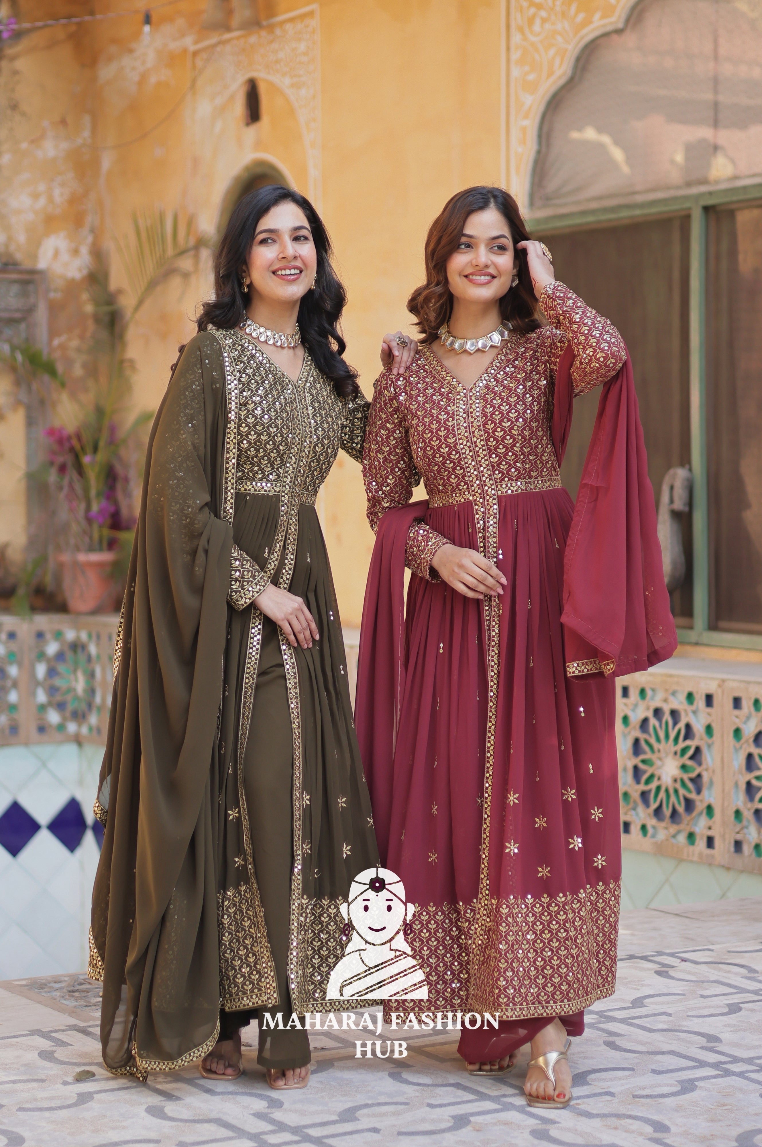 🧣 Designer 3-Piece Outfit in Georgette with Sequins Elegance - Special Designer Gown