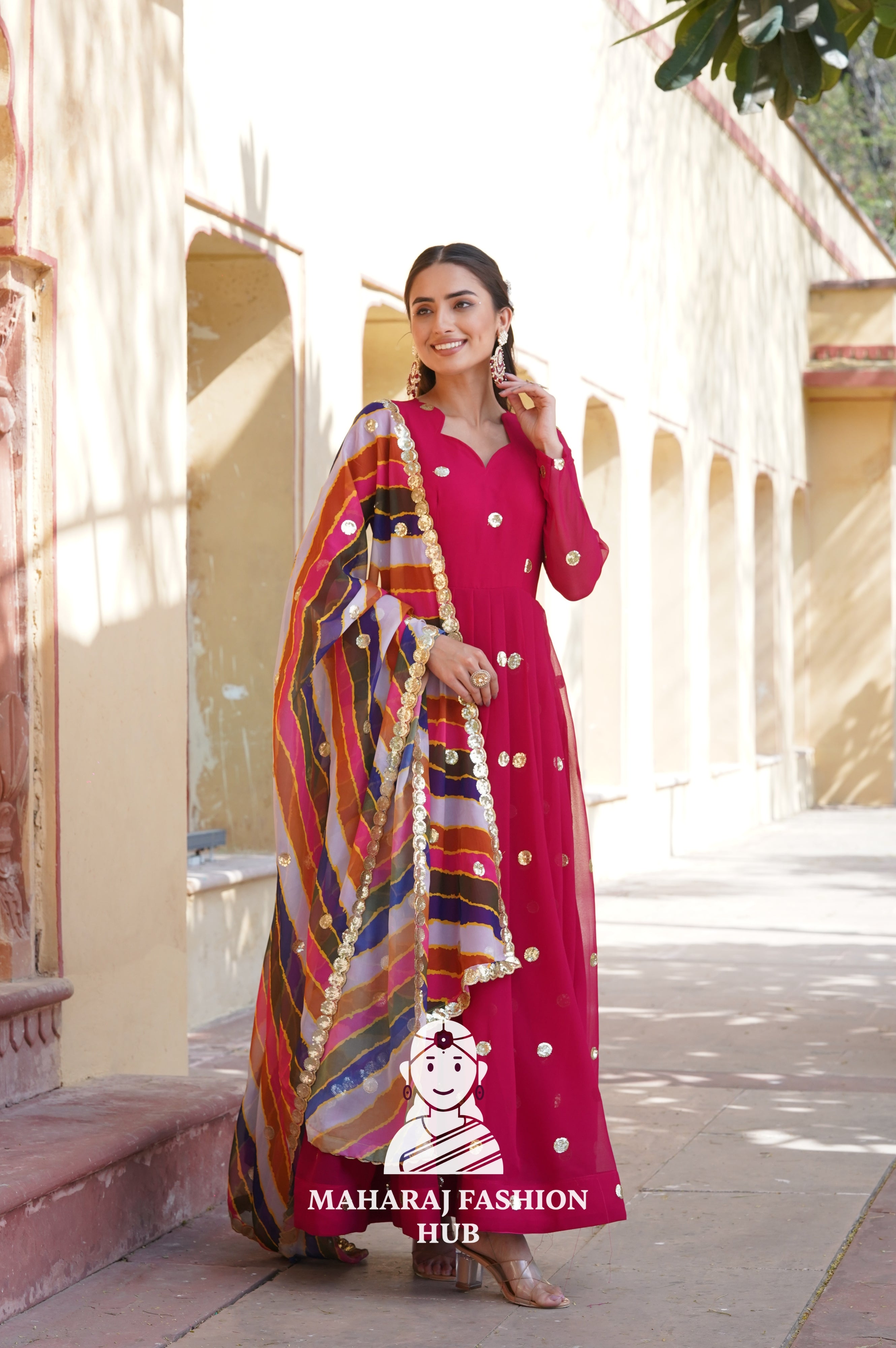 Embroidered Special Designer Gown with 3.5M Flair & Printed Dupatta - Special Designer Gown