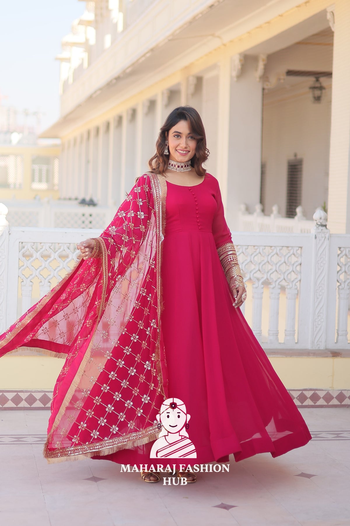 Royal Vibes in Faux Blooming – Special Designer Gown with Cotton Inner Comfort