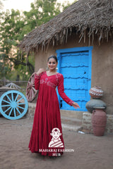 Stunning Reyon Fabric Gown with Luxurious 15 Meter Flair