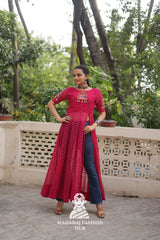 Traditional Bandhani Patchwork Half Sleeve Navratri Kurti for Women 🌸🪔