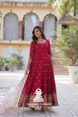 🧵 Zari Sequins Faux Blooming Gown with Designer Dupatta - Special Designer Gown