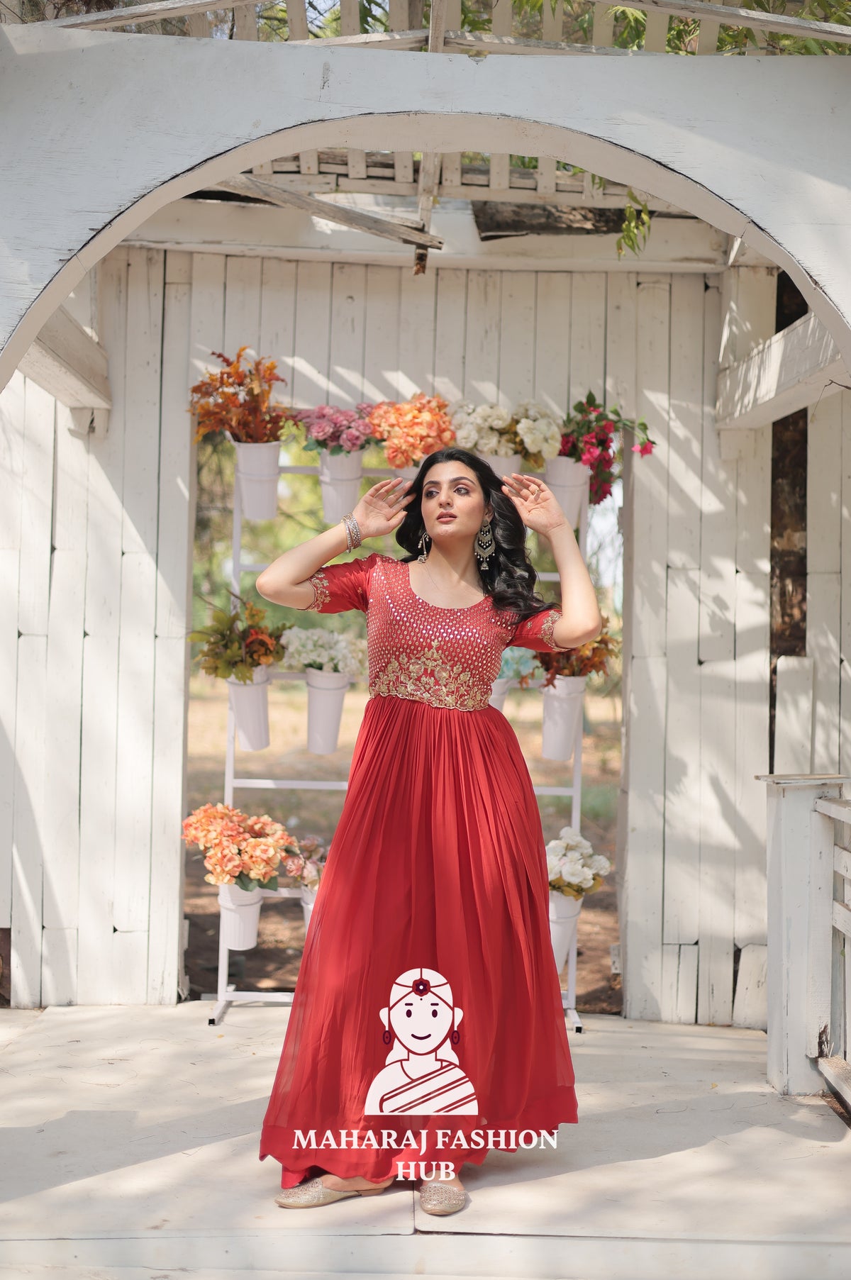Sequins Embroidered Fabric Gown with Luxurious Finish