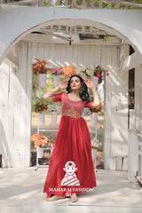 Sequins Embroidered Fabric Gown with Luxurious Finish