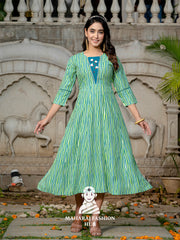 🌊 Soothing Rama A-Line Kurta – Printed & Elegant
