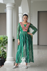 Traditional Faux Georgette Leheriya Patchwork Festive Navratri Kurti 💫🪔