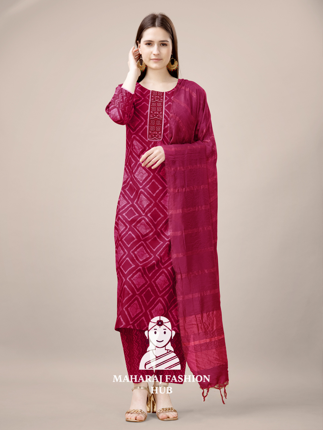 Maharaj Fashion Hub Women's Elegant Kurti Pant Dupatta Set