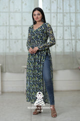 Floral Digital Print Kurti in Fox Georgette