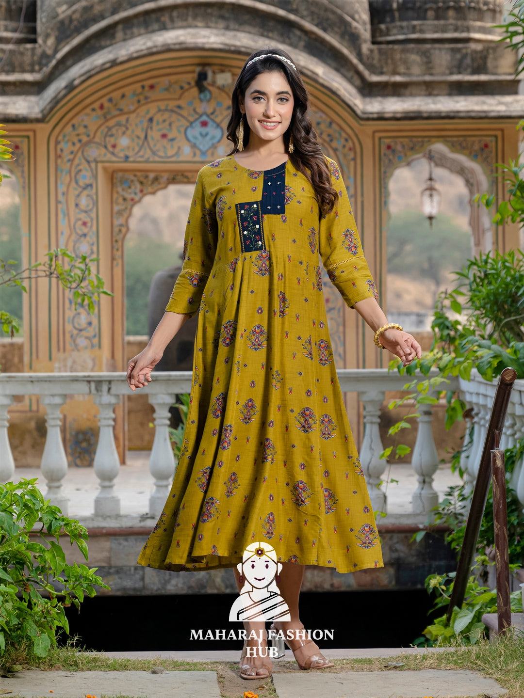 💚 Mehendi Magic – Embroidered Rayon Kurta for Women