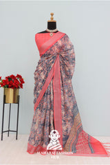 Silver Bloom – Premium Linen Saree Collection
