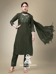 Maharaj Fashion Hub Women's Elegant Kurti Pant Dupatta Set